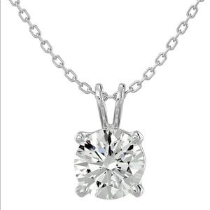 1 Carat Moissanite Solitaire Necklace In Solid 14K White Gold. BNWT